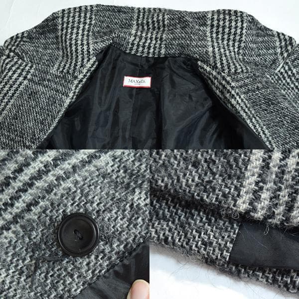 マックスアンドコー■美品　ウールモヘア　ベルト付き千鳥格子チェック柄コートUS4