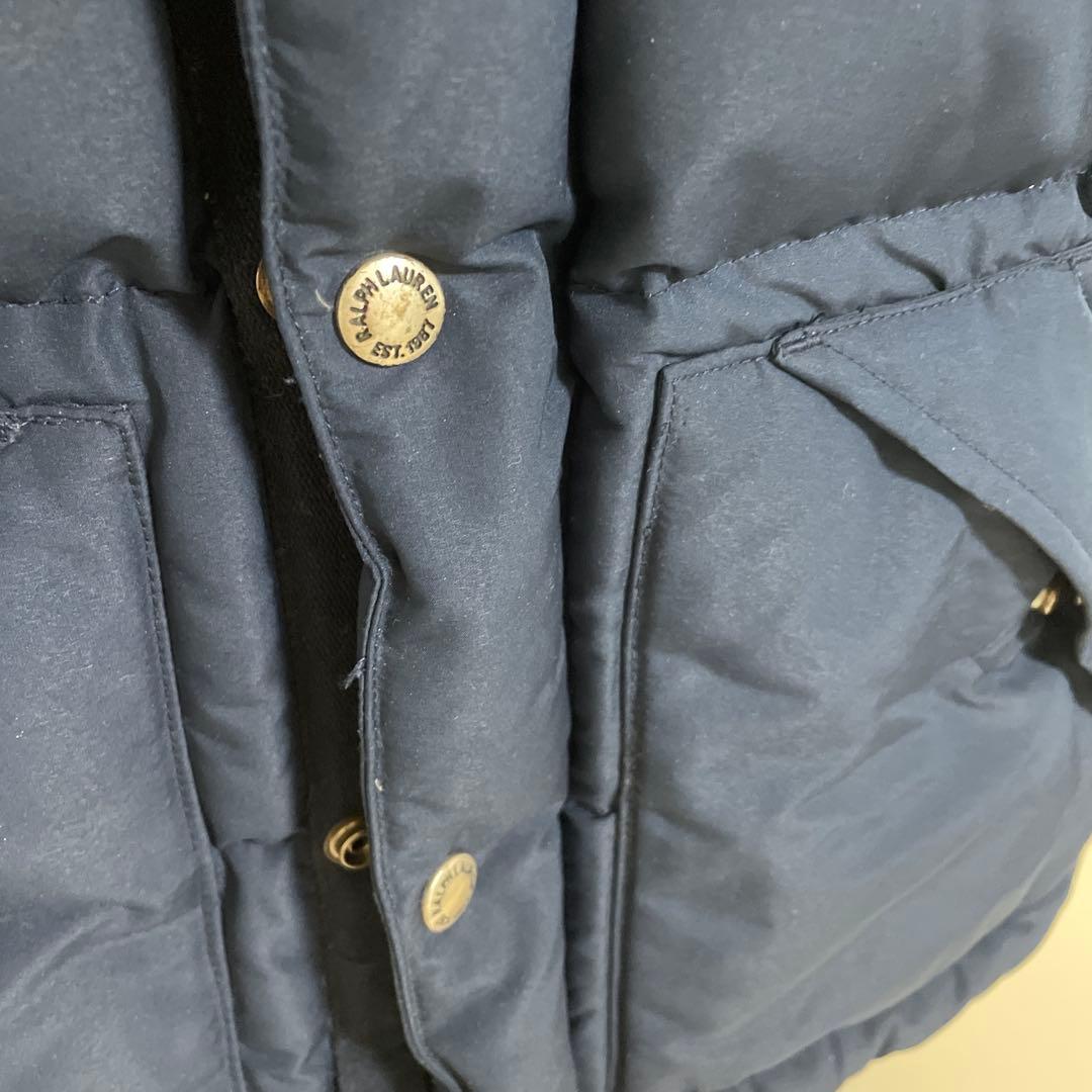 ポロラルフローレン ダウンベスト 刺繍 紺ネイビー フード付