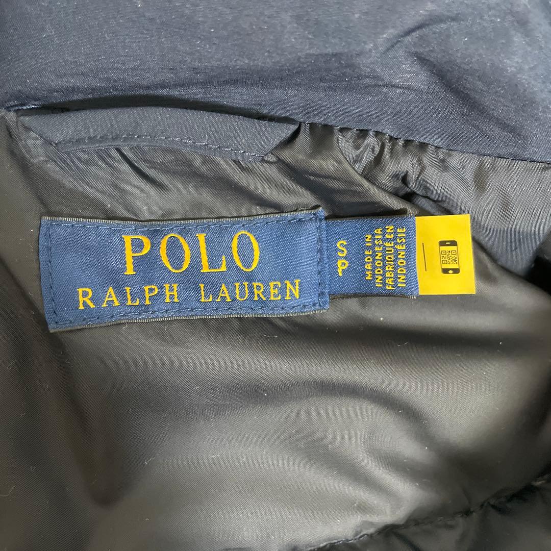 ポロラルフローレン ダウンベスト 刺繍 紺ネイビー フード付