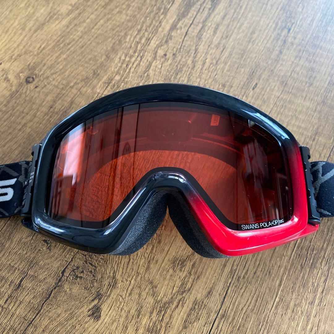 SWANS POLARIZED ゴーグル オレンジ。ブラックレッド　ファン付き