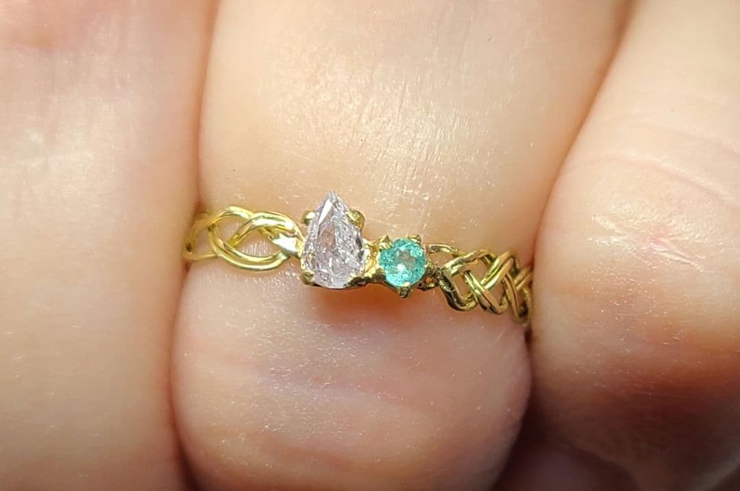 美しいリングさん★ピンクダイヤモンド&バターリャパライバトルマリン18Kリング★