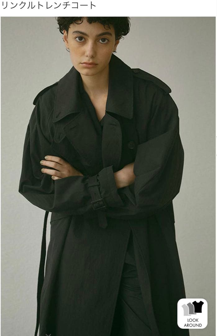 田中野夫 ETRE TOKYO リンクルトレンチコート　ブラックSサイズ