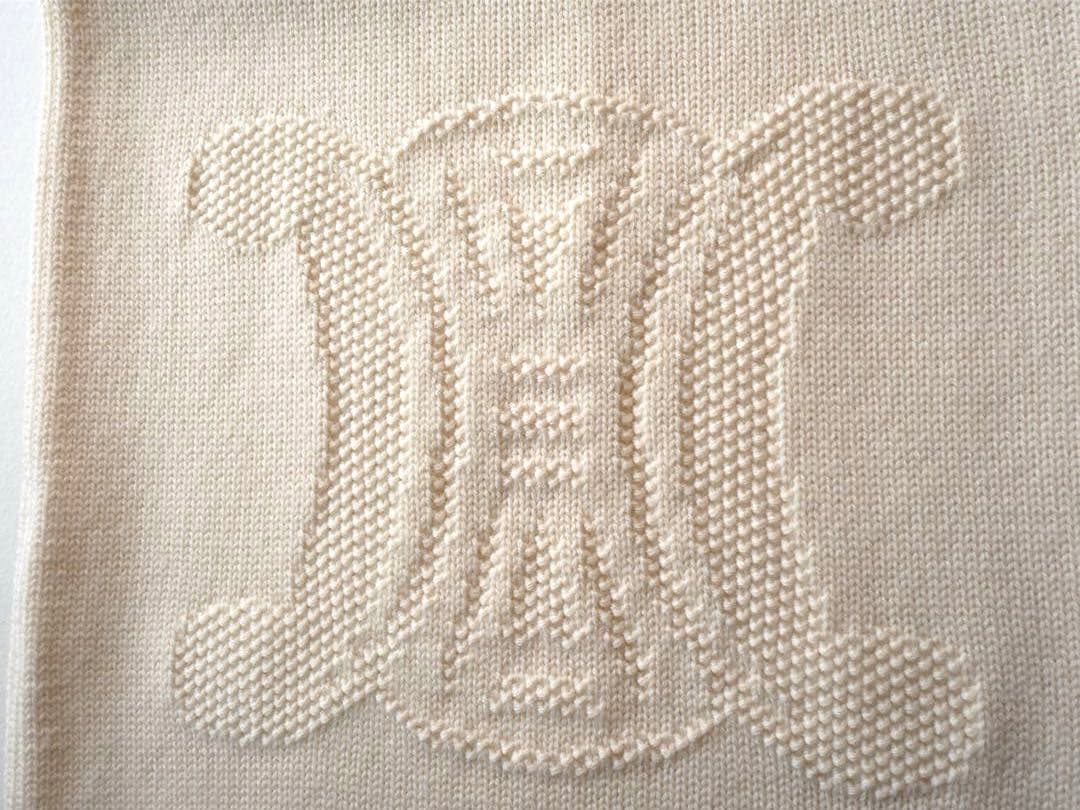 CELINE セリーヌ　ロゴ刺繍 ウール マフラー