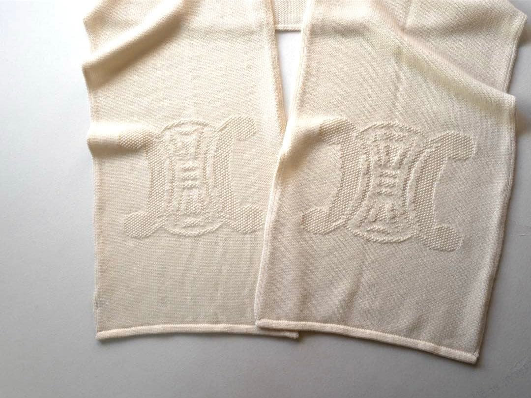 CELINE セリーヌ　ロゴ刺繍 ウール マフラー