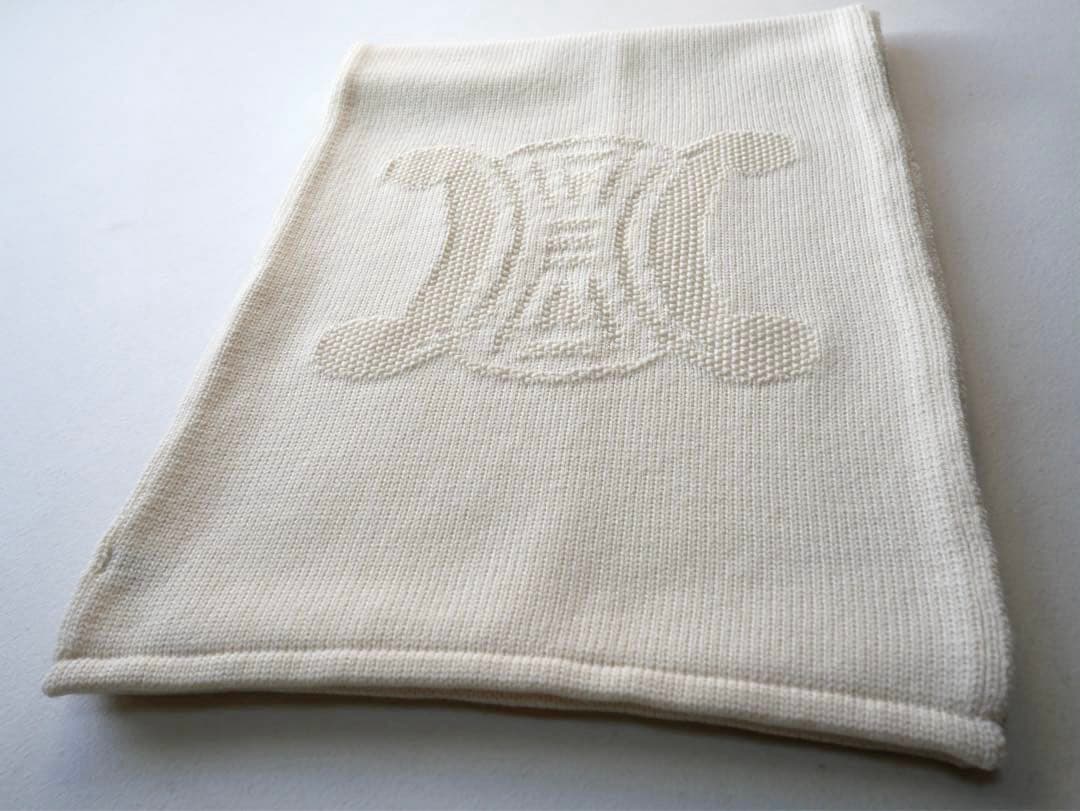 CELINE セリーヌ　ロゴ刺繍 ウール マフラー