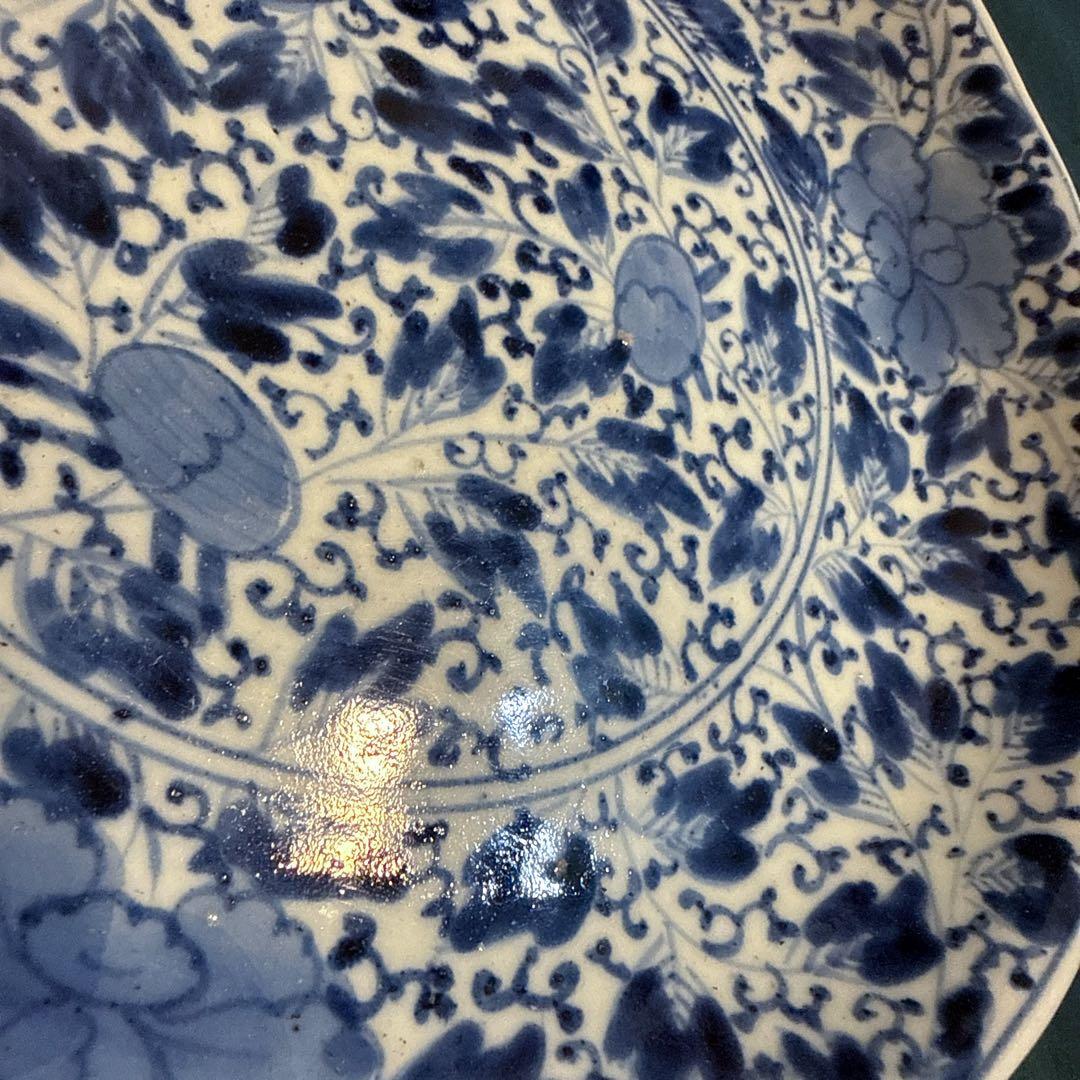 古伊万里　染付　総花唐草　8寸皿