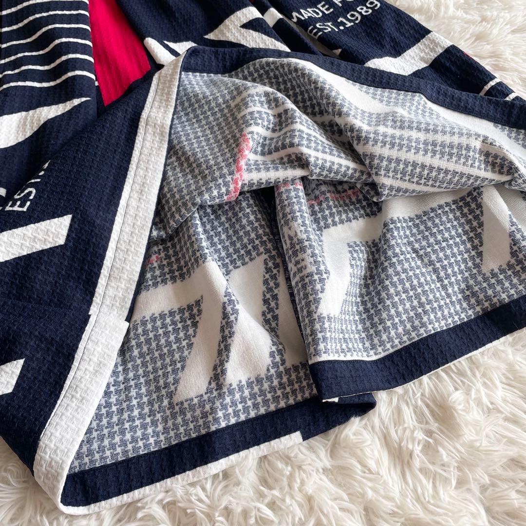 未使用　パーリーゲイツ　ビッグロゴ　ストレッチフレアスカート　ネイビー　0 春夏