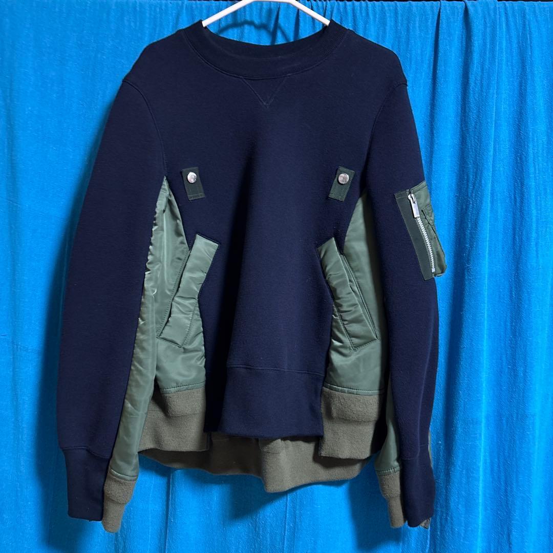 ★売り切り！sacai ブルゾン風ドッキングスウェットプルオーバー3.4回着美品