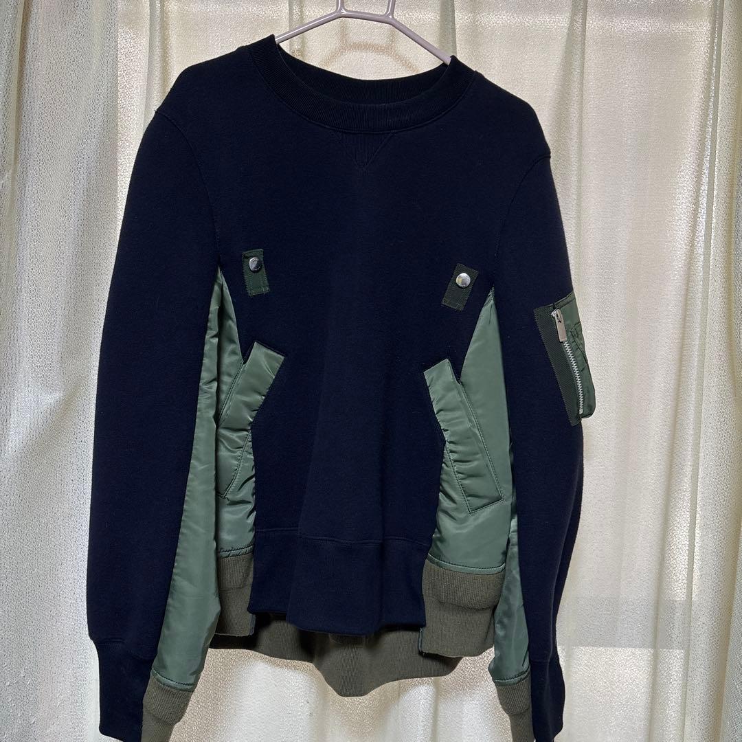 ★売り切り！sacai ブルゾン風ドッキングスウェットプルオーバー3.4回着美品