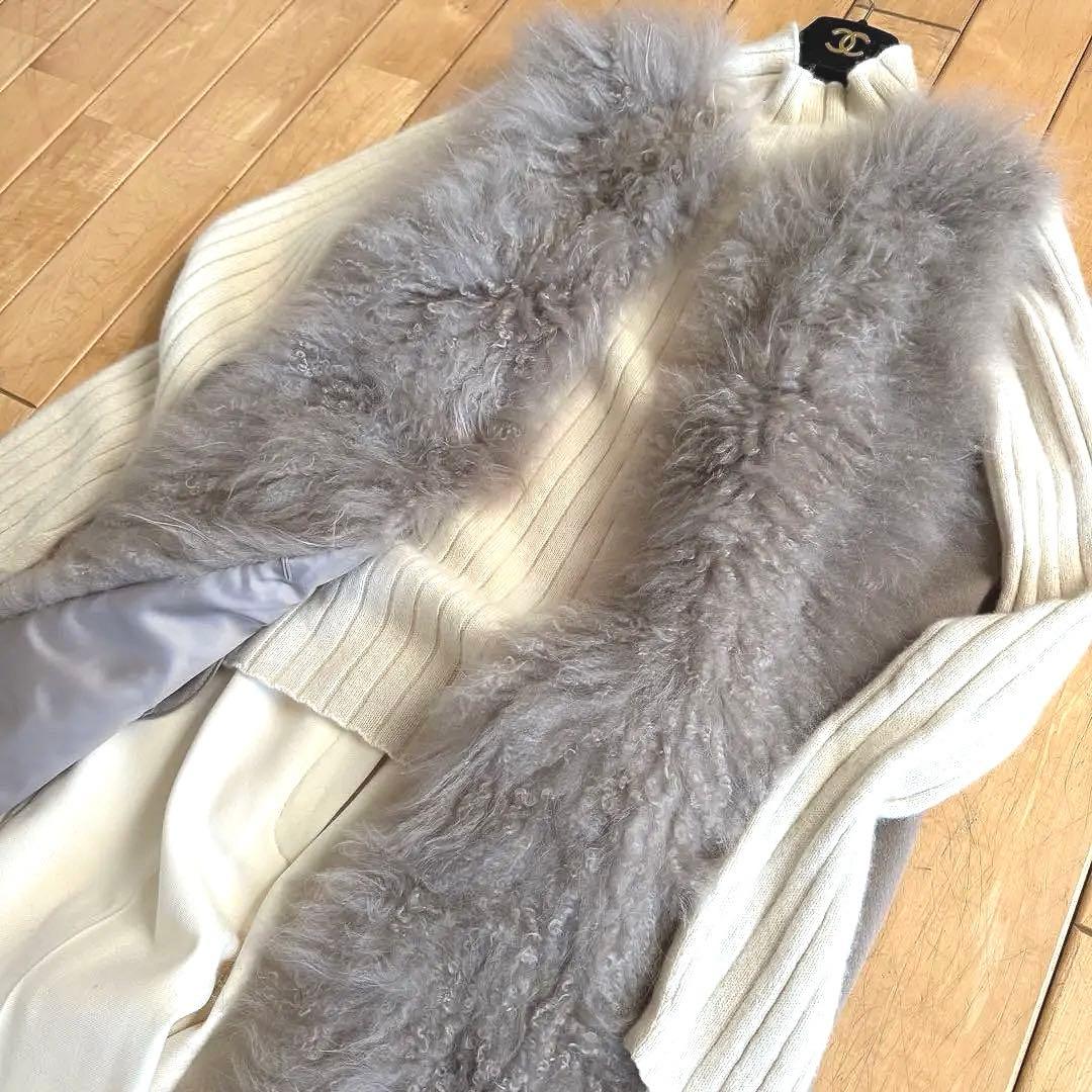 イタリア製　カシミヤファー&ウール100 ジレベスト