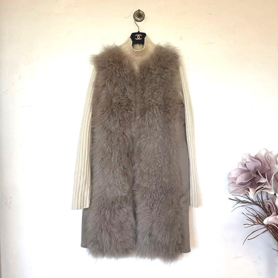 イタリア製　カシミヤファー&ウール100 ジレベスト