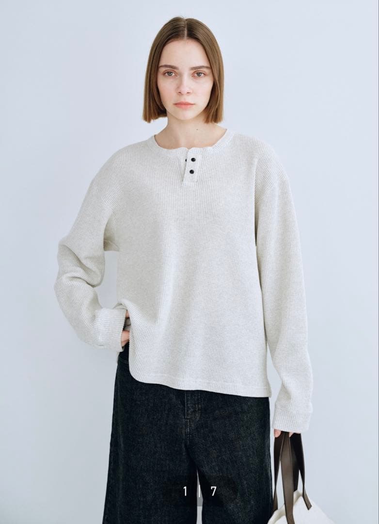 トップス simply complicated SNAP HENRY L/S TEE