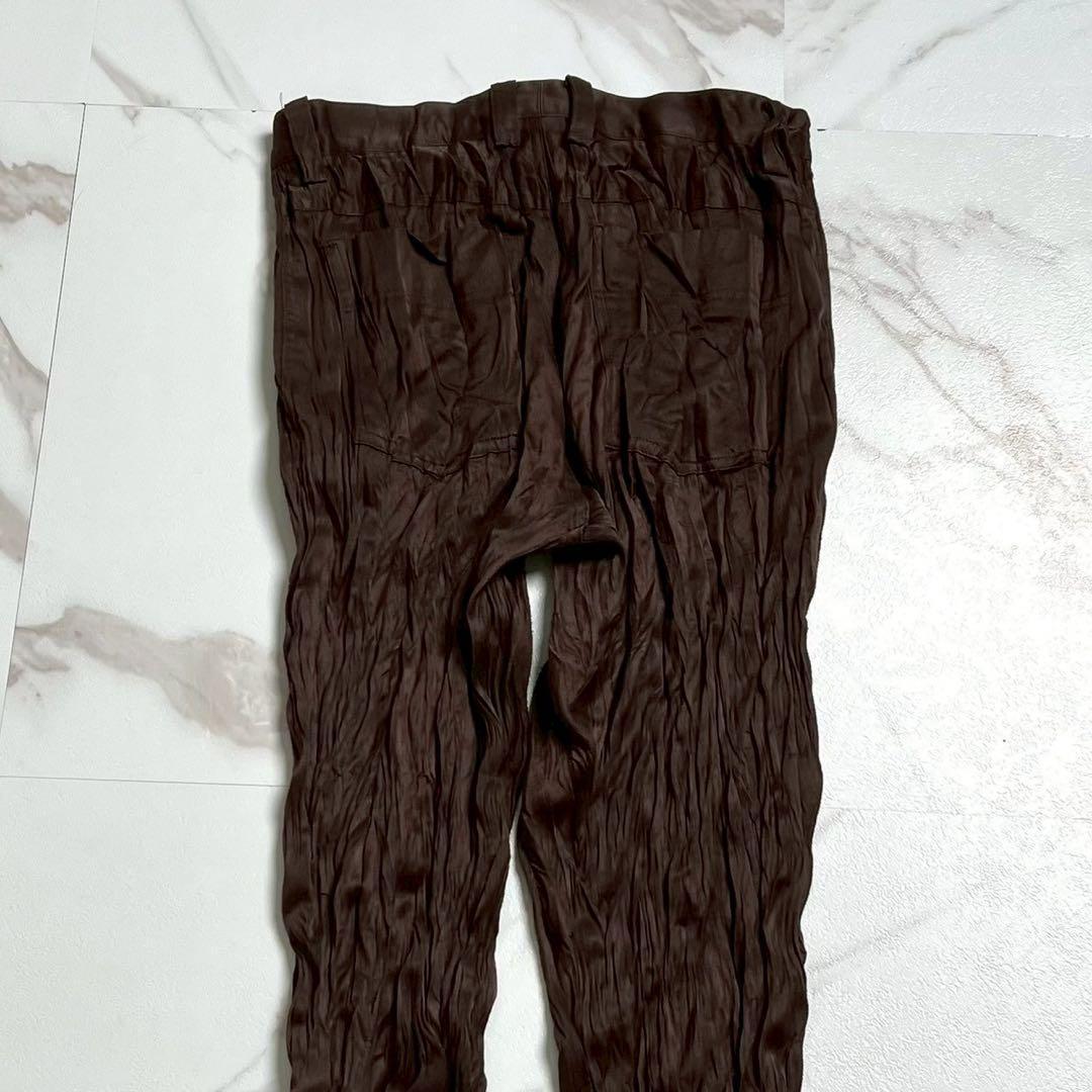 美品 97SS⭐️イッセイミヤケ プリーツパンツ ストレッチ素材 ブラウン M
