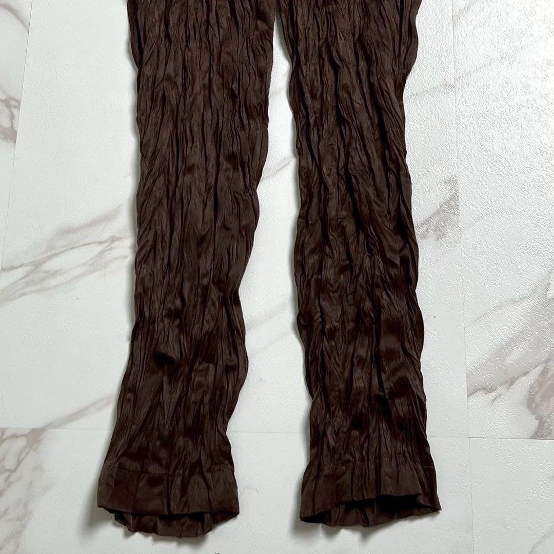 美品 97SS⭐️イッセイミヤケ プリーツパンツ ストレッチ素材 ブラウン M