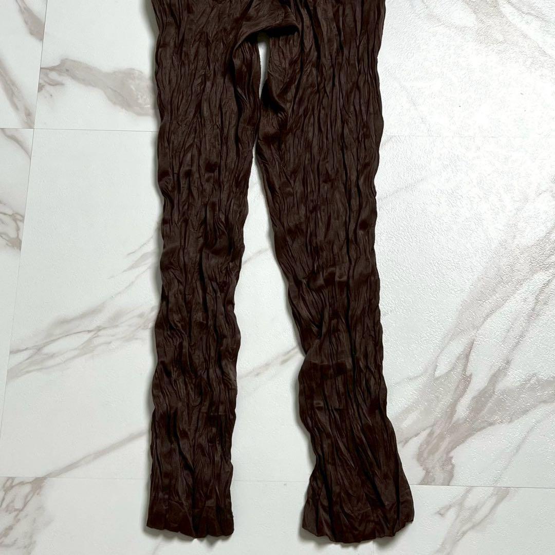 美品 97SS⭐️イッセイミヤケ プリーツパンツ ストレッチ素材 ブラウン M