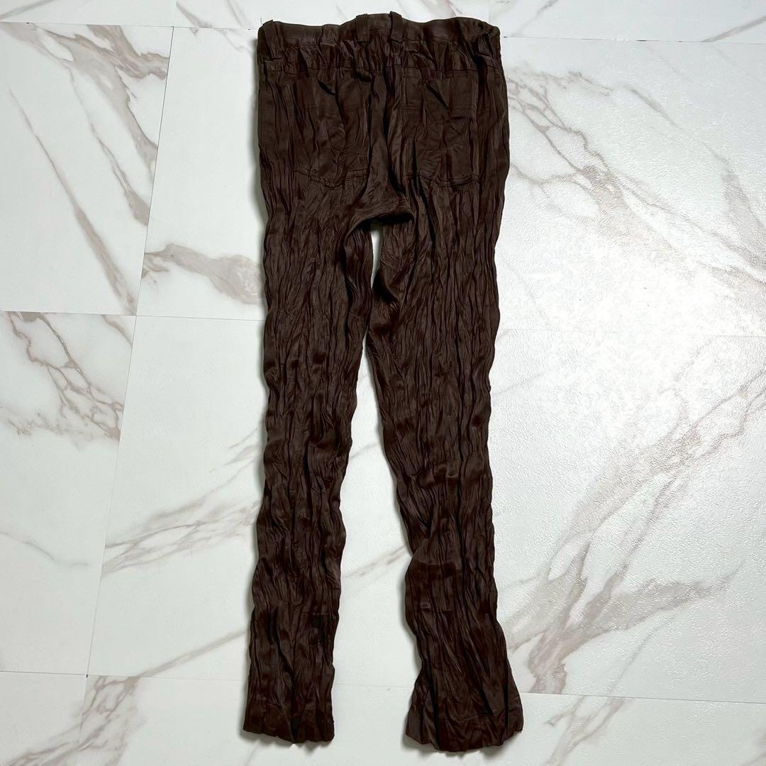 美品 97SS⭐️イッセイミヤケ プリーツパンツ ストレッチ素材 ブラウン M