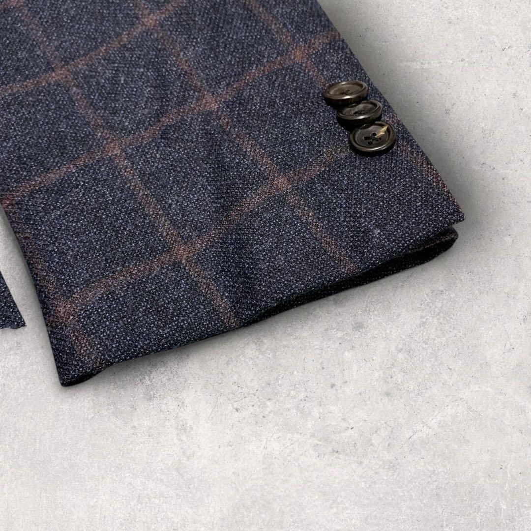 ONLY セットアップシングルスーツ REDA生地 チェック柄 ネイビー