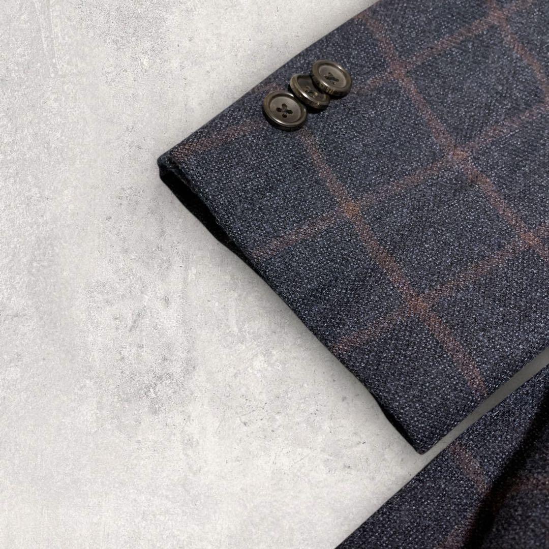 ONLY セットアップシングルスーツ REDA生地 チェック柄 ネイビー