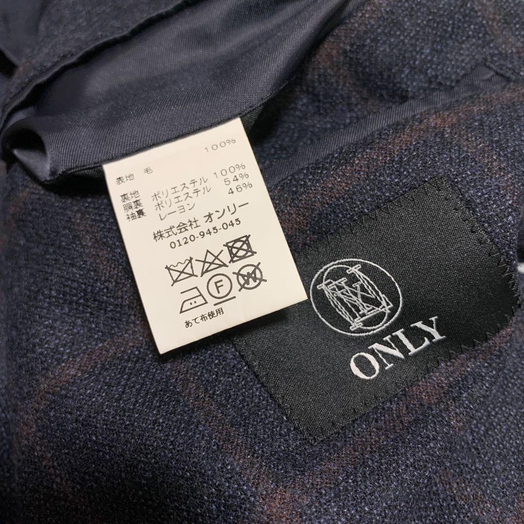 ONLY セットアップシングルスーツ REDA生地 チェック柄 ネイビー