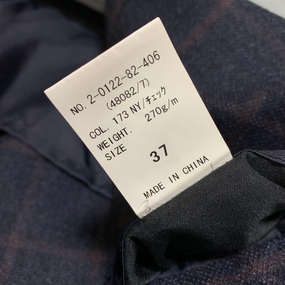 ONLY セットアップシングルスーツ REDA生地 チェック柄 ネイビー