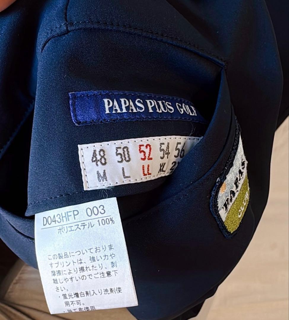 正規 超美品パパスプラス ゴルフ38500円最高級パンツ52 LL ダークネイビ