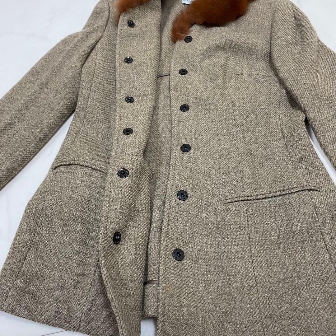 良品★D&G ドルチェ＆ガッバーナ ノーカラーコート ファー 38