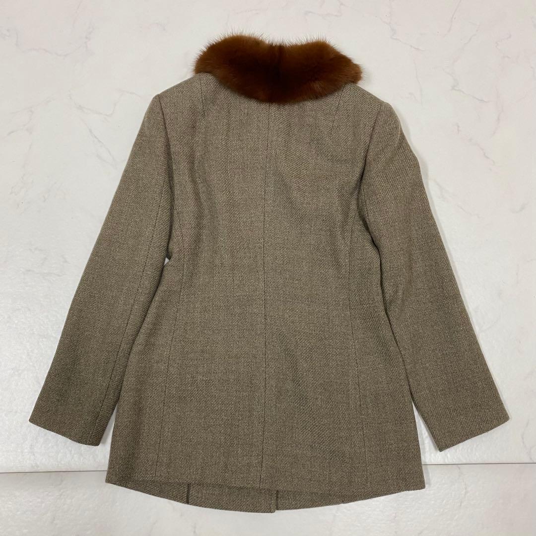 良品★D&G ドルチェ＆ガッバーナ ノーカラーコート ファー 38