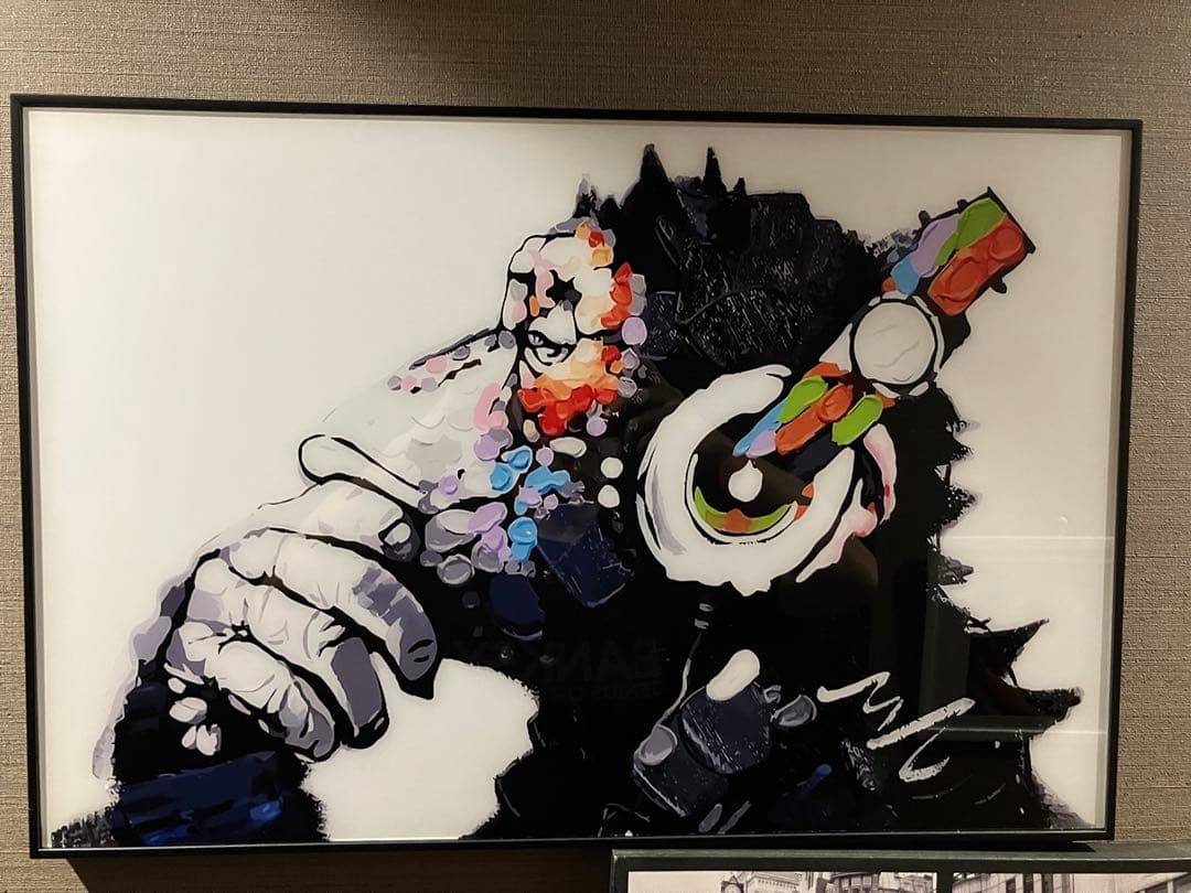 バンクシー　アートパネル　ガラス絵　絵画　絵　壁掛け　ポスター　チンパンジー