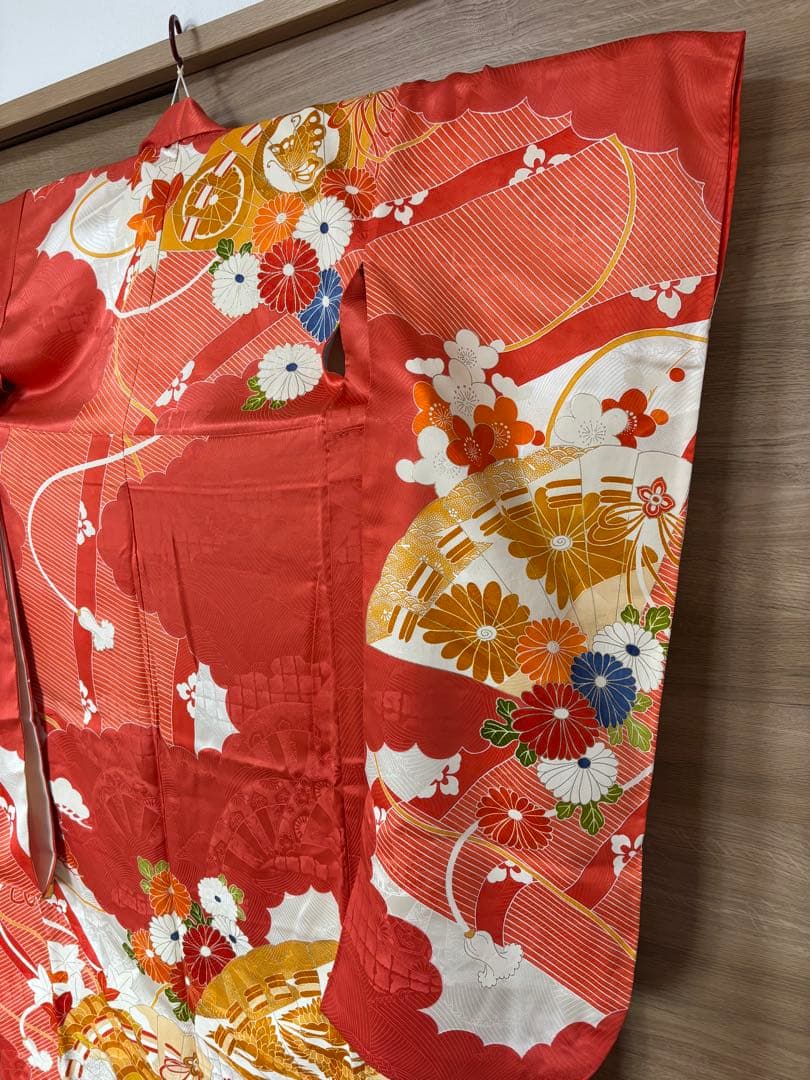★8,000円値下げしました！正絹振袖 手描き友禅 金駒刺繍 帯セット