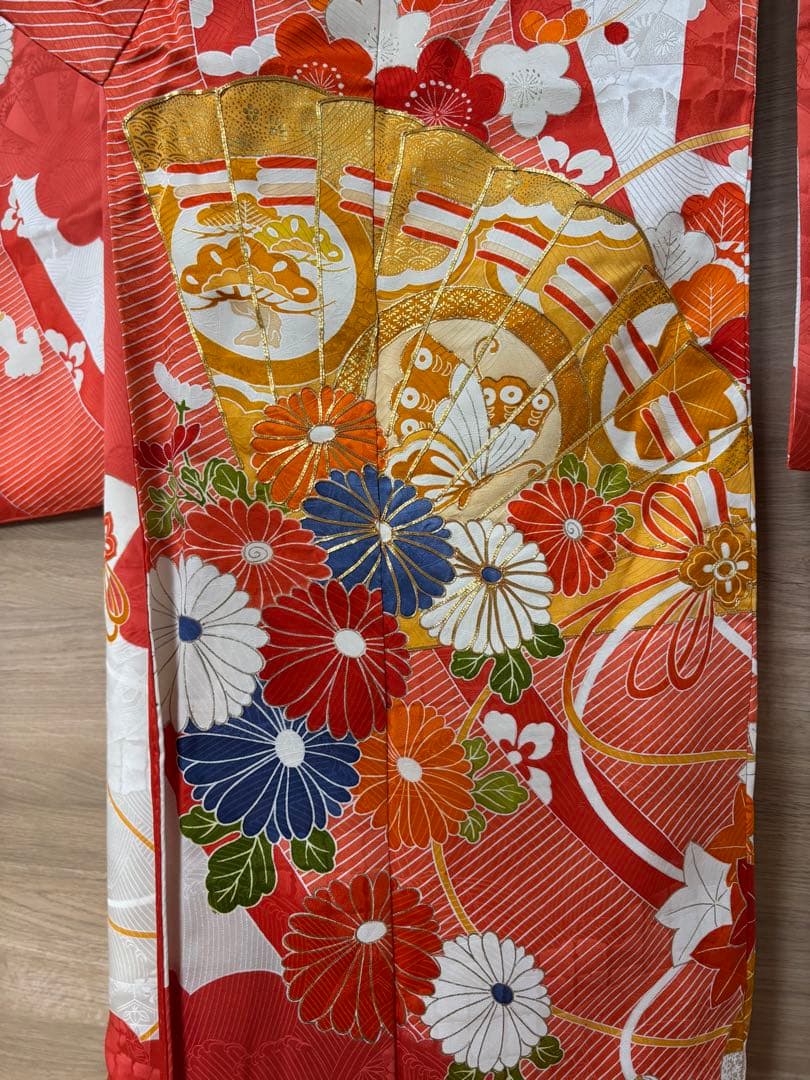 ★8,000円値下げしました！正絹振袖 手描き友禅 金駒刺繍 帯セット