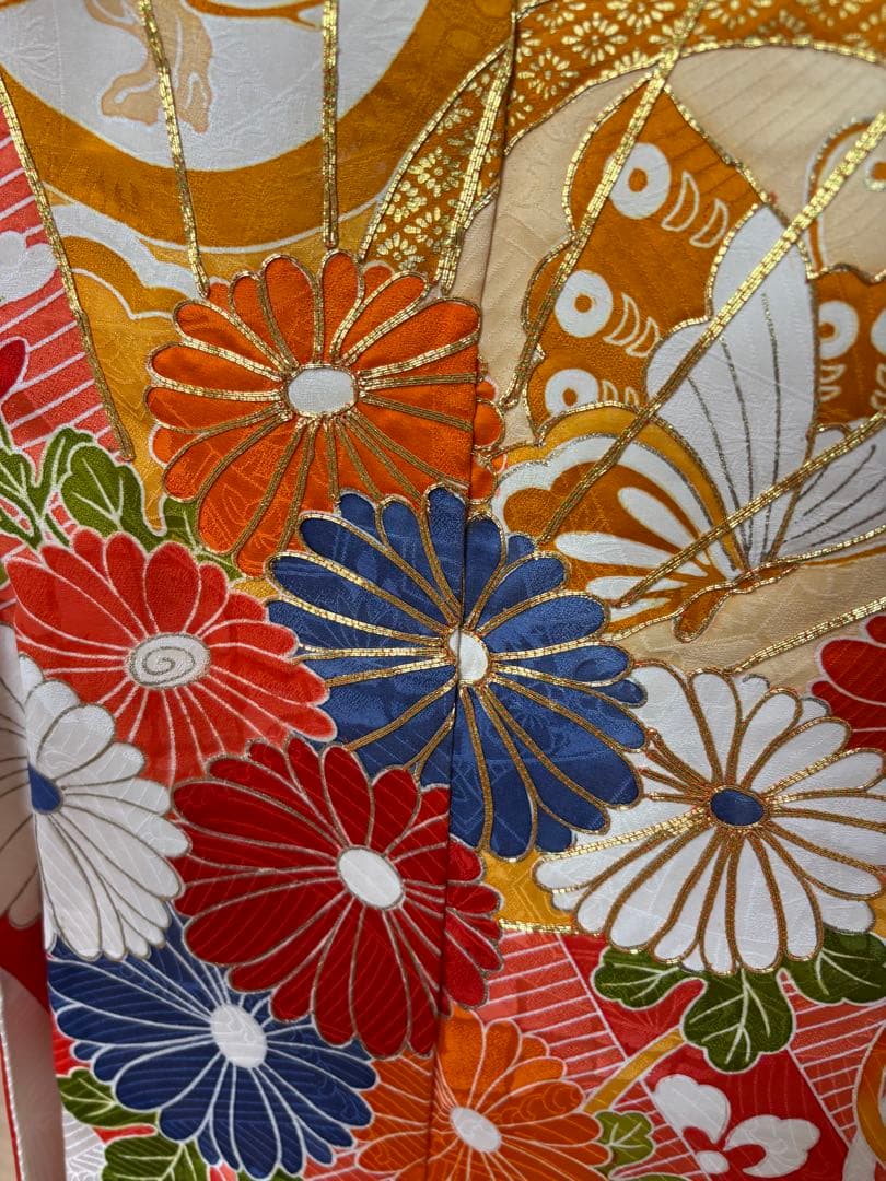 ★8,000円値下げしました！正絹振袖 手描き友禅 金駒刺繍 帯セット