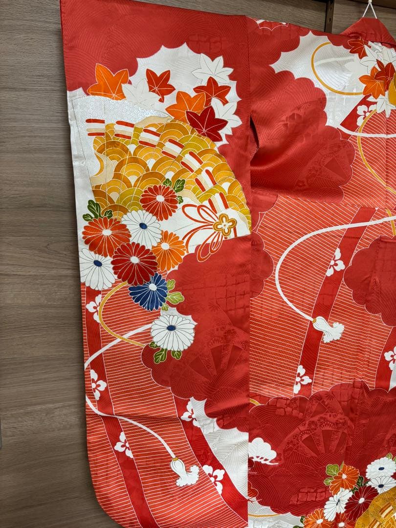 ★8,000円値下げしました！正絹振袖 手描き友禅 金駒刺繍 帯セット