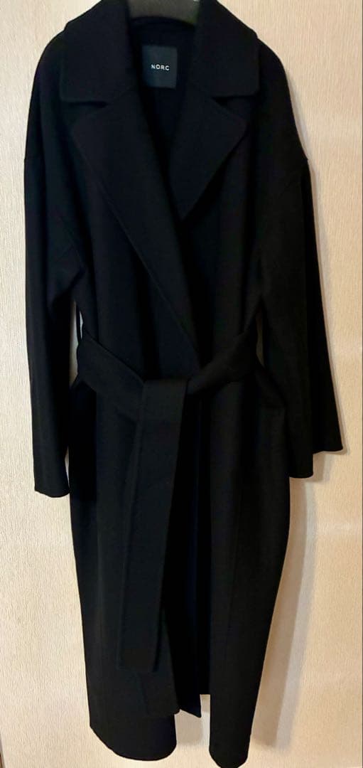 【N.O.R.C】新品未使用ウールメルトンロングリバーコート　サイズ3 ブラック