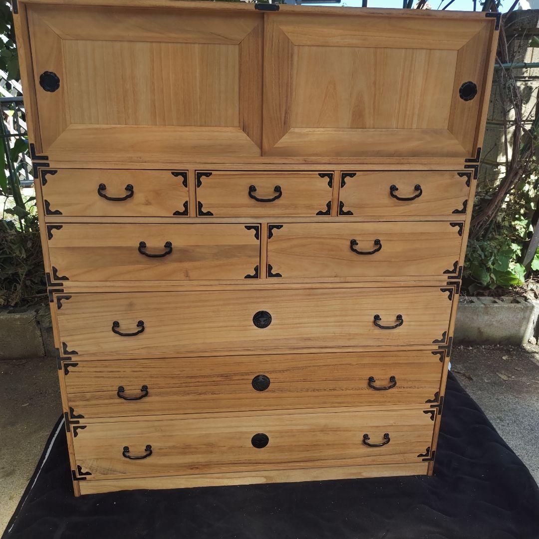 昭和レトロ 高級三段総桐タンス 古民家 当時物