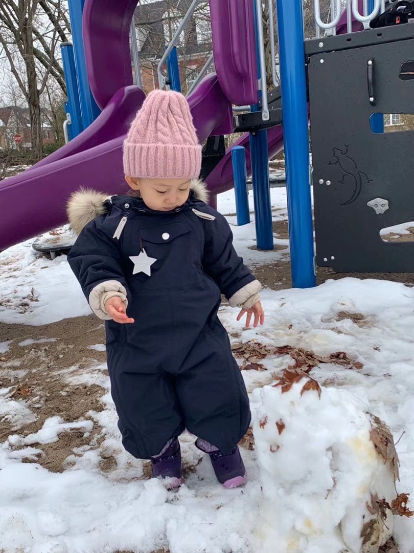 ネイビー 子ども用 スキーウェア ファー付き