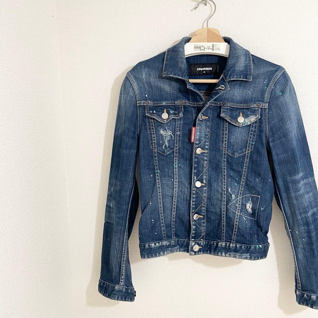 ペイント加工 ディースクエアード ジージャン デニムジャケット ダメージ リペア