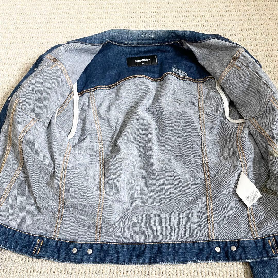 ペイント加工 ディースクエアード ジージャン デニムジャケット ダメージ リペア