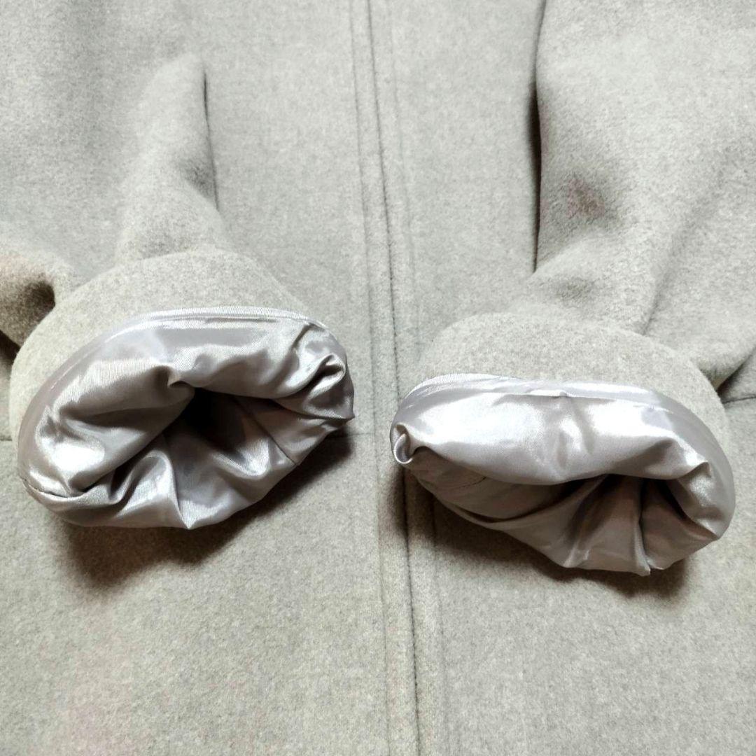 Noble ノーブル ノーカラーコート ジップアップ カシミヤ混 グレージュ