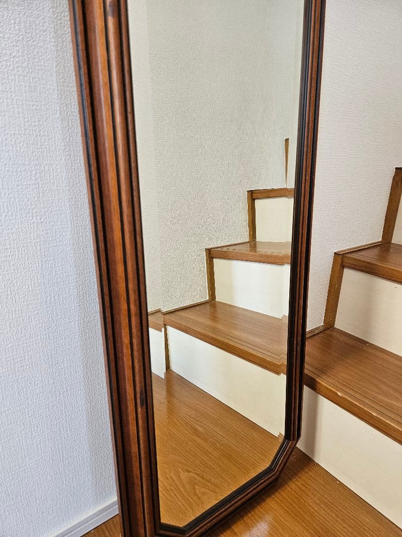 イタリア製☆八角系ウォールミラー 　アンティーク姿見　全身鏡　約140cm