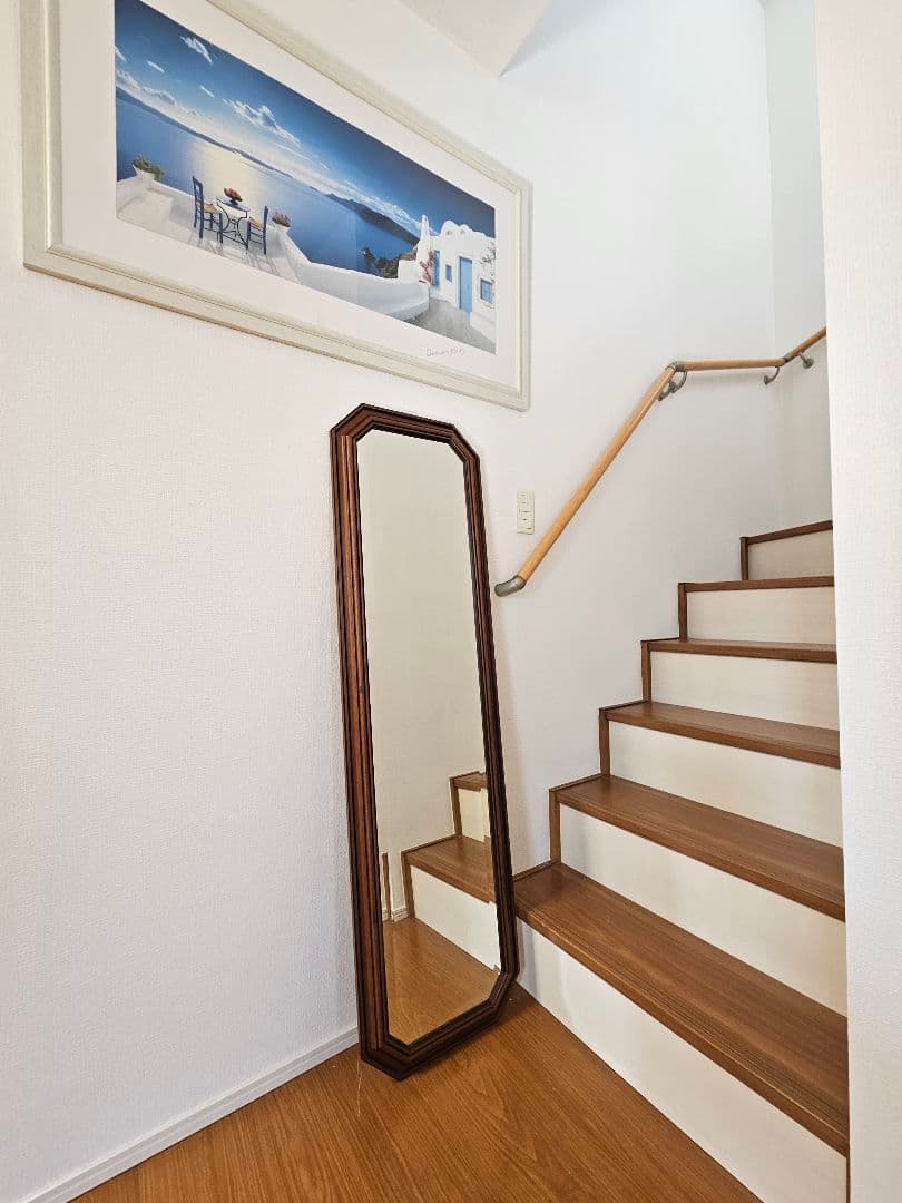 イタリア製☆八角系ウォールミラー 　アンティーク姿見　全身鏡　約140cm