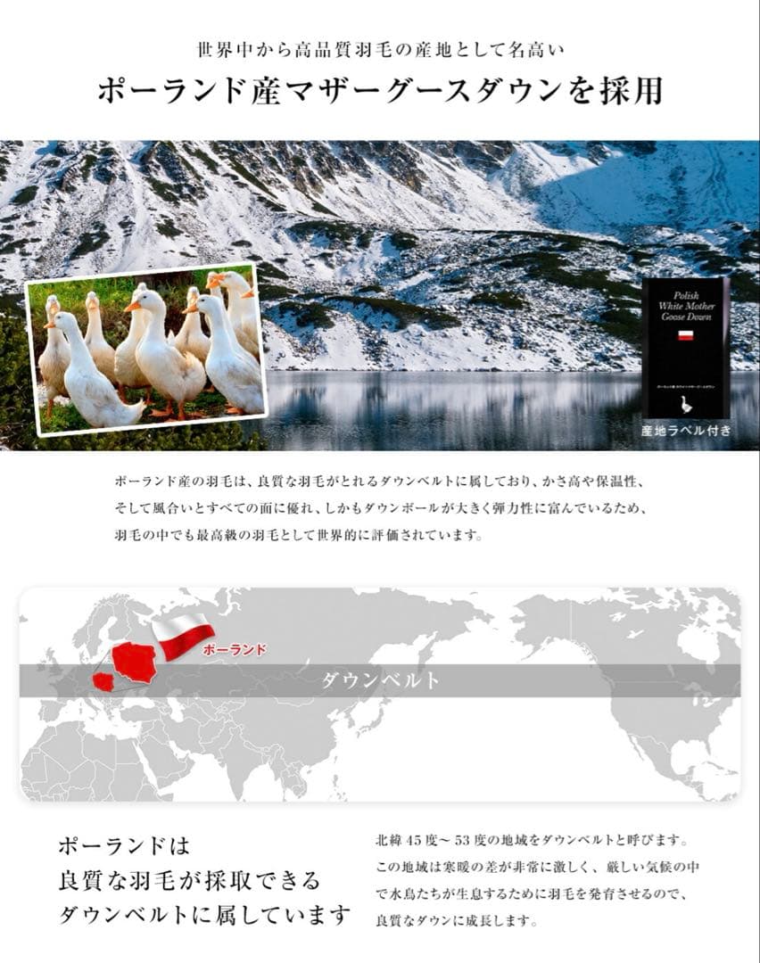 ポーランドプレミアムホワイトマザーグースダウン95%超長綿100%肌掛け羽毛布団