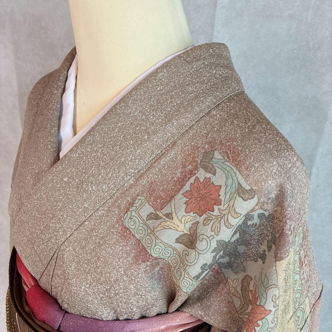 〈長襦袢➕〉訪問着　フルセット　着物　正絹　卒業式　オリエンタル　唐草　J10