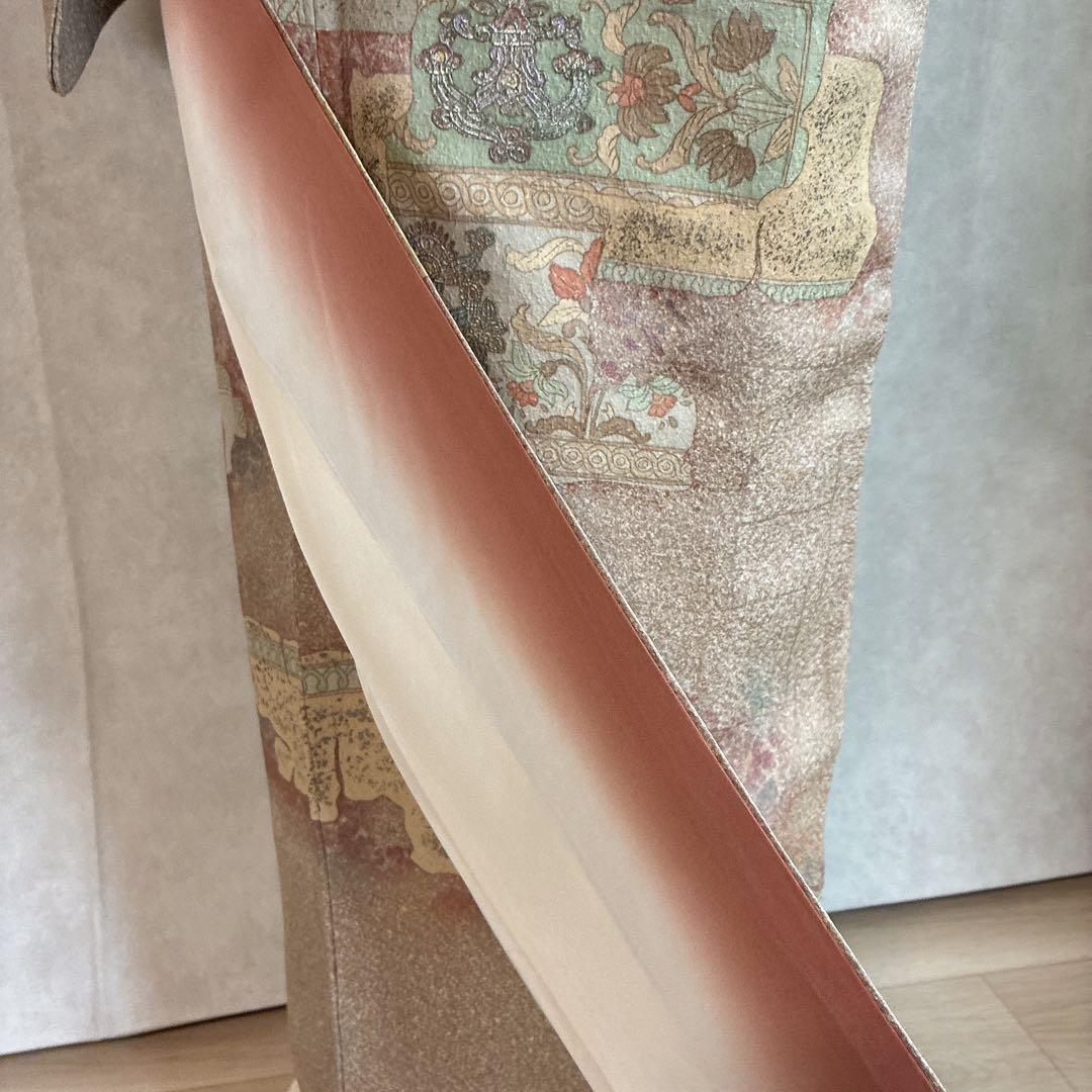 〈長襦袢➕〉訪問着　フルセット　着物　正絹　卒業式　オリエンタル　唐草　J10