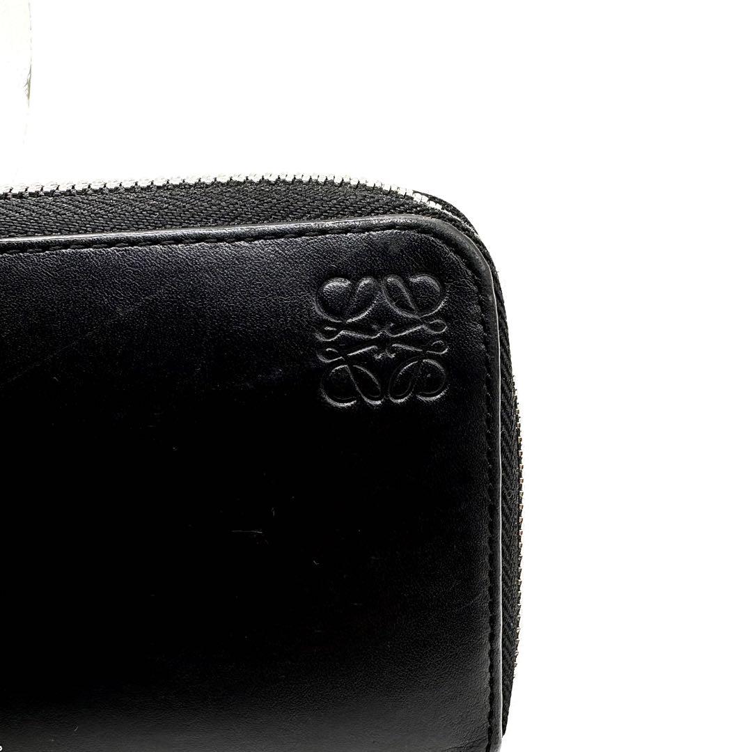 希少 LOEWE アナグラム ブラック レインボー ラウンドファスナー 長財布
