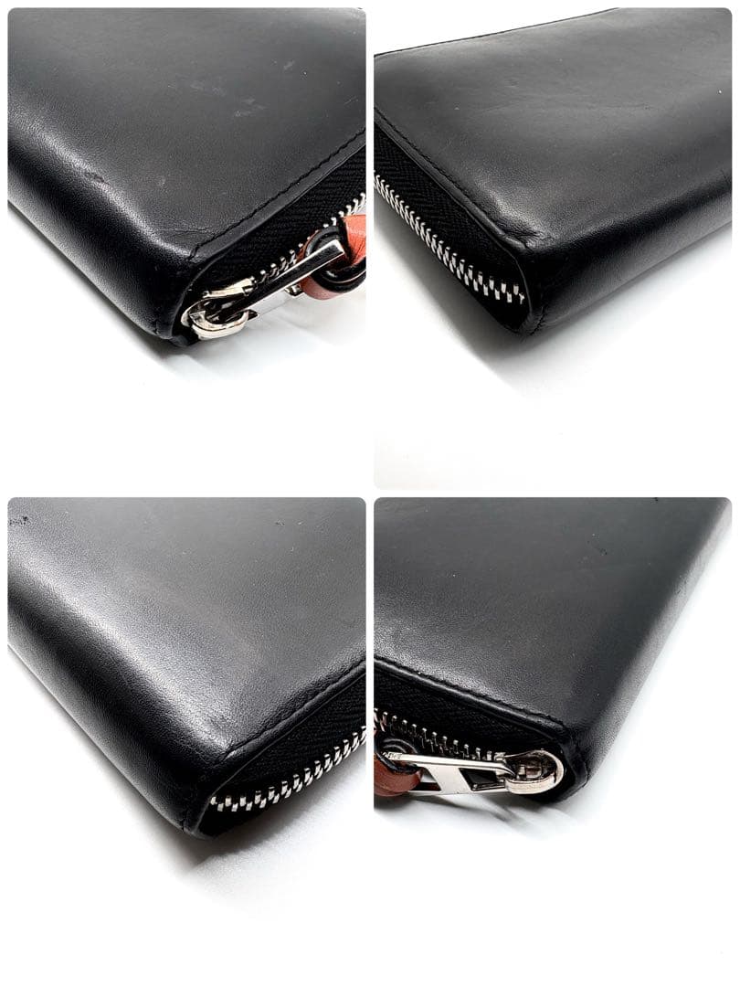 希少 LOEWE アナグラム ブラック レインボー ラウンドファスナー 長財布