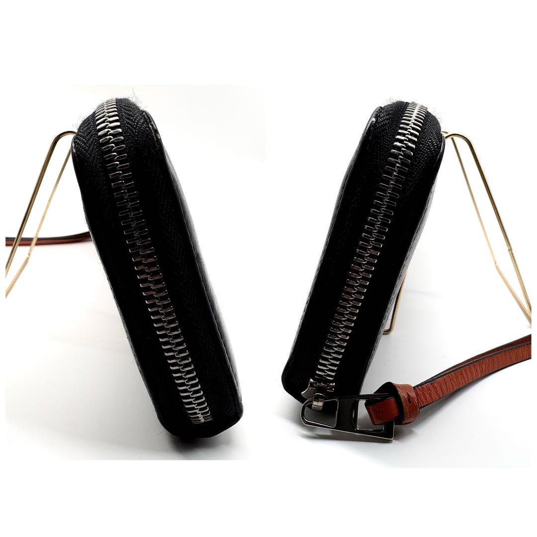 希少 LOEWE アナグラム ブラック レインボー ラウンドファスナー 長財布