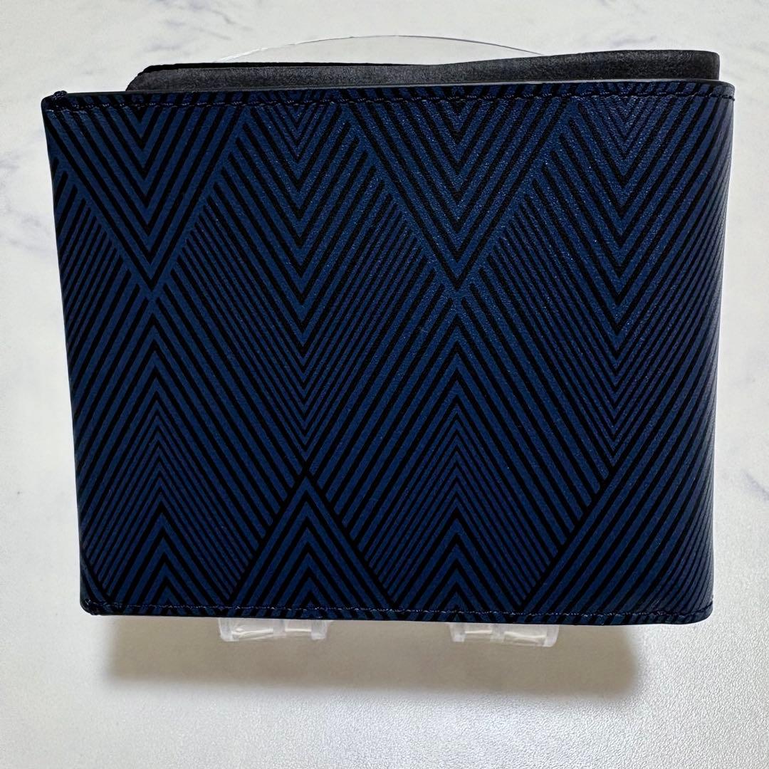 新品未使用 TUMI トゥミ 二つ折り財布 レザー ヘリンボーン 紺 札入