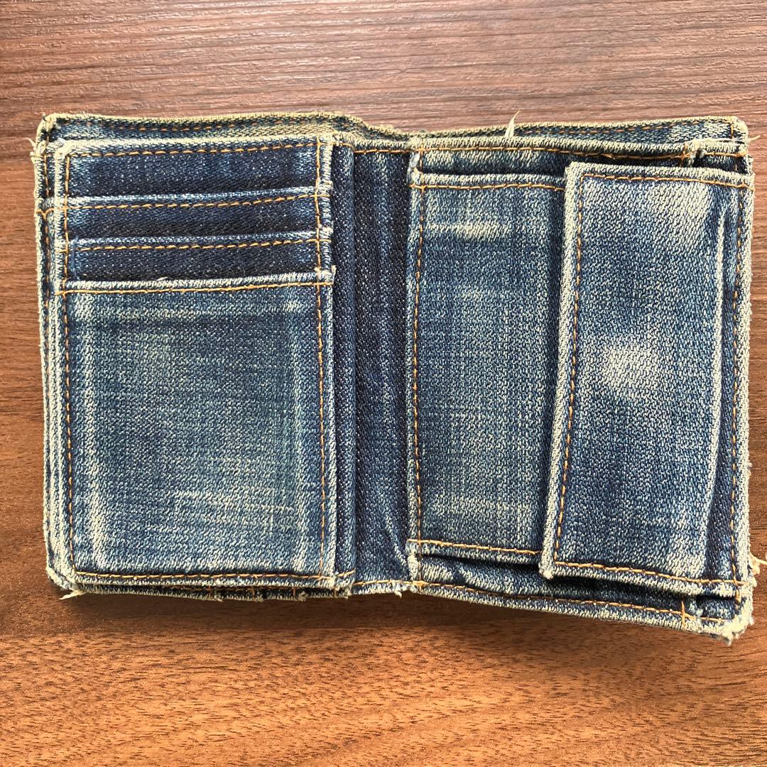 デニムポケットデザイン 二つ折り財布　ビンテージ