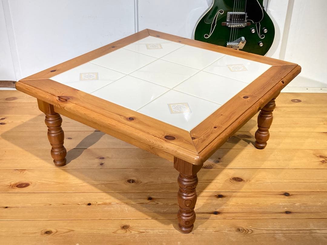 イタリア製 タイル ウッド ローテーブル コーヒーテーブル センターテーブル ナ