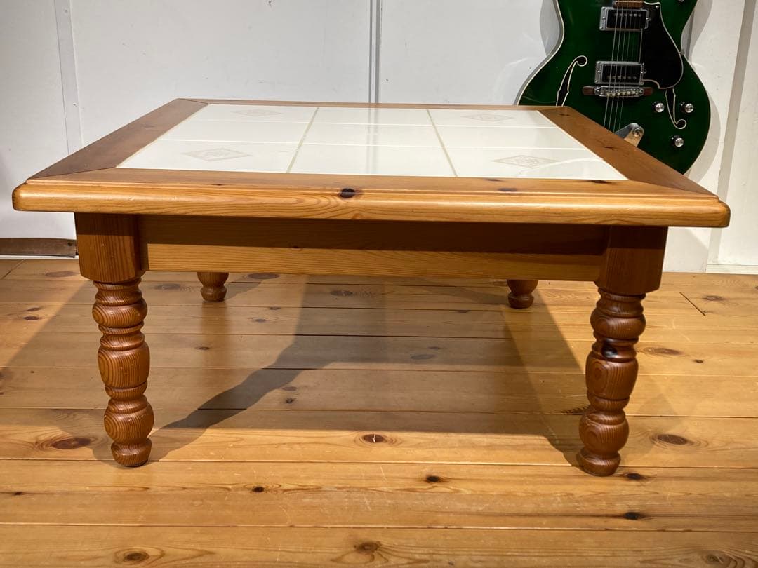 イタリア製 タイル ウッド ローテーブル コーヒーテーブル センターテーブル ナ